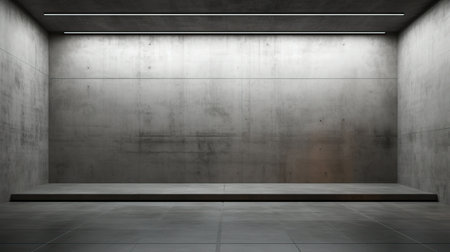 abstract modern architecture background, empty concrete room with light from windowの素材