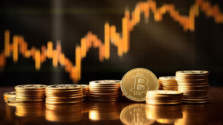 Investment concept, Coins stack on dark background, business growth graphの素材
