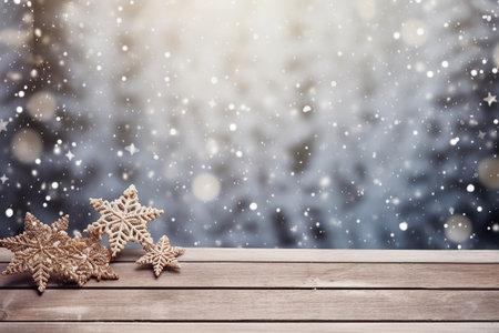 Christmas greeting card. Festive decoration on background. New Year concept. Copy space. Flat layの素材