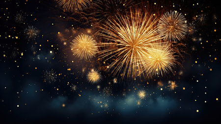 Fireworks over the city at night, New Year and Christmas conceptの素材