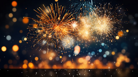 Fireworks over the city at night, New Year and Christmas conceptの素材