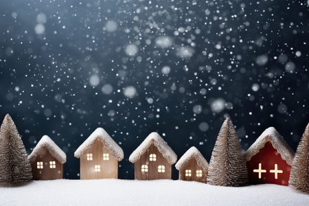 Christmas greeting card. Festive decoration on background. New Year concept. Copy space. Flat layの素材