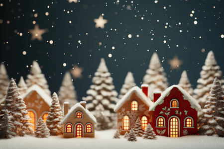 Christmas greeting card. Festive decoration on background. New Year concept. Copy space. Flat layの素材