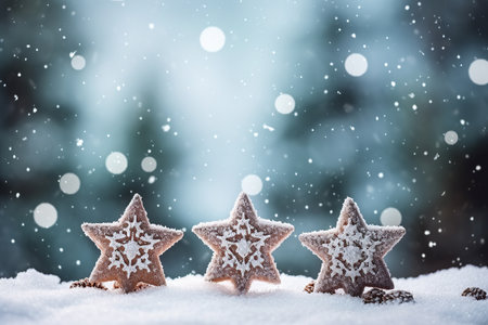 Christmas greeting card. Festive decoration on background. New Year concept. Copy space. Flat layの素材