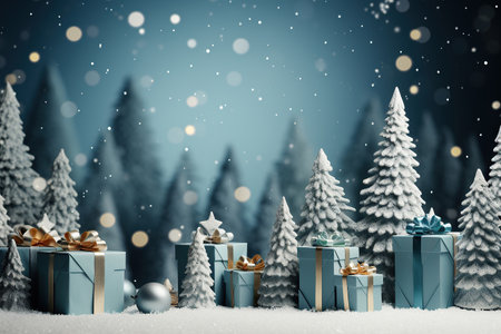 Christmas greeting card. Festive decoration on background. New Year concept. Copy space. Flat layの素材