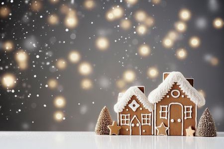 Christmas greeting card. Festive decoration on background. New Year concept. Copy space. Flat layの素材
