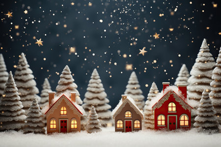 Christmas greeting card. Festive decoration on background. New Year concept. Copy space. Flat layの素材