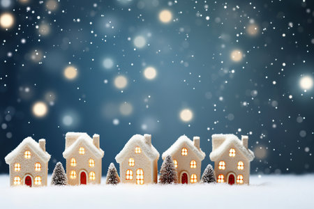 Christmas greeting card. Festive decoration on background. New Year concept. Copy space. Flat layの素材