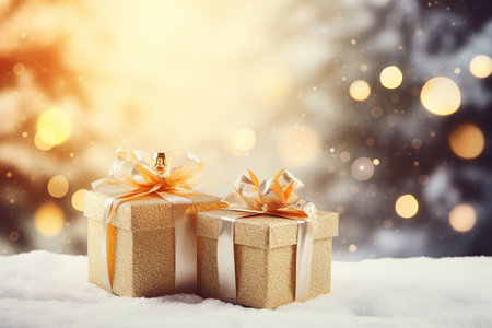 Christmas greeting card. Festive decoration on background. New Year concept. Copy space. Flat layの素材