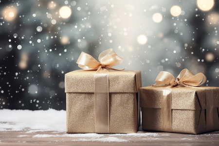 Christmas greeting card. Festive decoration on background. New Year concept. Copy space. Flat layの素材