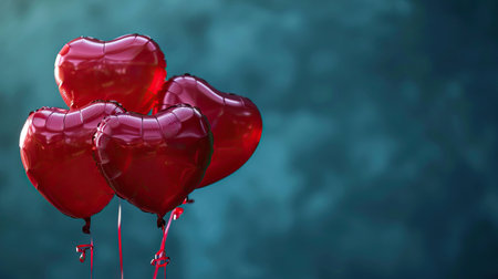 Red heart shaped balloons on stylish background. Valentine's Day conceptの素材