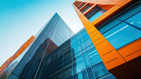 Modern office building. Architectural details of modern building. Business backgroundの素材