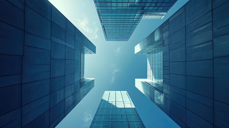 Modern office building. Architectural details of modern building. Business backgroundの素材