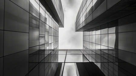 Modern office building. Architectural details of modern building. Business backgroundの素材