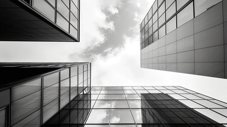 Modern office building. Architectural details of modern building. Business backgroundの素材
