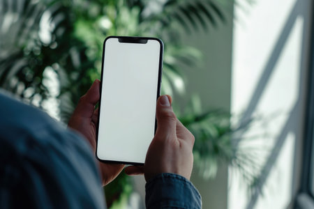 Businessman using mobile phone with a blank screen. modern communication technologyの素材