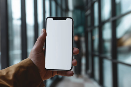 Businessman using mobile phone with a blank screen. modern communication technologyの素材