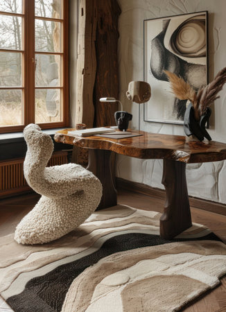 Interior of modern room with wooden walls, carpet and wooden floor. 3d renderの素材