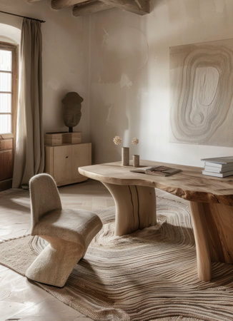Interior of modern room with wooden walls, carpet and wooden floor. 3d renderの素材