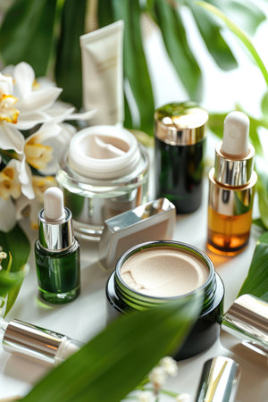 Cosmetic branding, packaging and make-up concept - Skin care serum, moisturizer and lifting cream emulsion, anti-age cosmeticsの素材