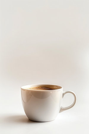 A simple, elegant coffee cup filled with black coffee, against a blank background, emphasizing minimalism and serenityの素材