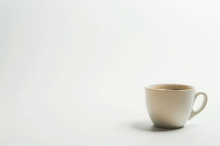 A simple, elegant coffee cup filled with black coffee, against a blank background, emphasizing minimalism and serenityの素材