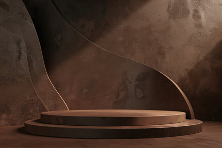 3d render of podium for product presentation. Abstract minimal scene with geometric shapes on the wallの素材