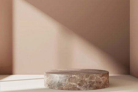 3d render of podium for product presentation. Abstract minimal scene with geometric shapes on the wallの素材