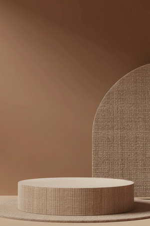 3d render of podium for product presentation. Abstract minimal scene with geometric shapes on the wallの素材