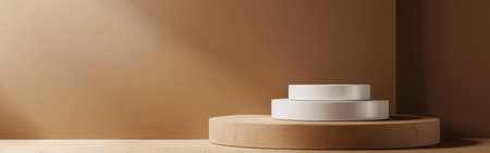 3d render of podium for product presentation. Abstract minimal scene with geometric shapes on the wallの素材