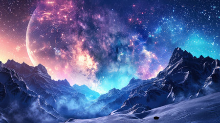 Planets, stars and galaxies in outer space showing the beauty of space exploration.の素材