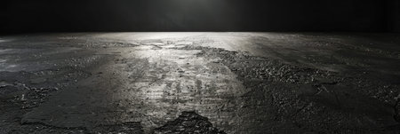 Spotlight in a dark room with concrete floor and brick wall. Dark room with spotlight. Spotlight effectの素材