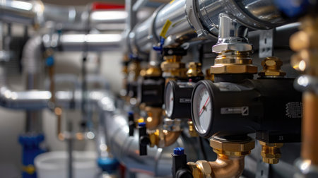 Equipment, cables and piping as found inside of a modern industrial power plantの素材