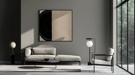 modern bright interiors apartment Living room mockup illustration 3D rendering computer digitally generated imageの素材