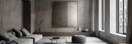 modern bright interiors apartment Living room mockup illustration 3D rendering computer digitally generated imageの素材