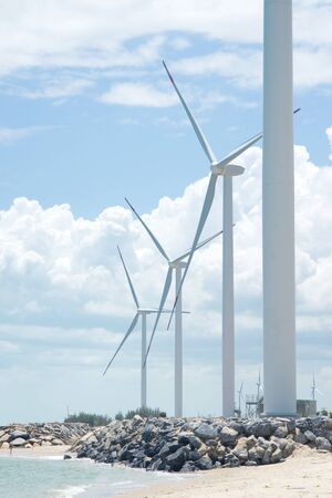 Wind turbine in the water park for onshore energy