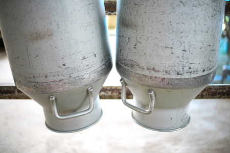 Milk tank, Old milk container for transports Raw milk to the dairy industry machinery