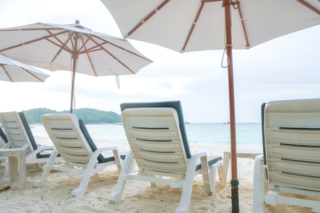 Beach bed in the morning time.の写真素材