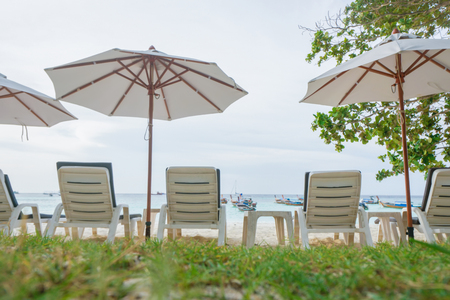 Beach bed in the morning time.の写真素材