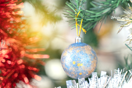 Christmas baubles with decor ball for happy new year. Christmas background.の写真素材