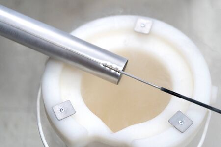 Nitrogen liquid tank for keep the sperm freezing.の写真素材