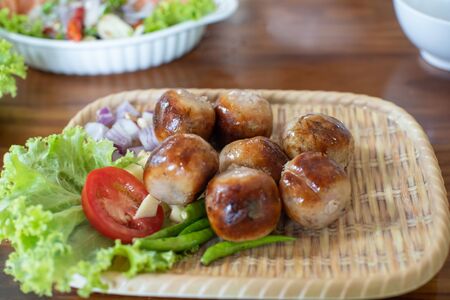 Thai sausage, Isan sausage, popular Northeastern food in Thailand. Thai Food.