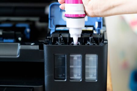 Refill ink cartridges, printer Inkjet colors. Repairs and Maintenance inkjet printers conceptの写真素材