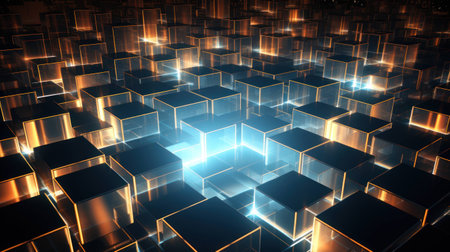 Luminous Cubic Abstract 3D Square Texture with Blocksの素材