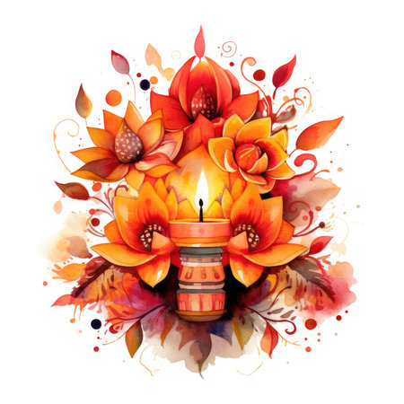 Diwali Watercolor Floral Blissの素材