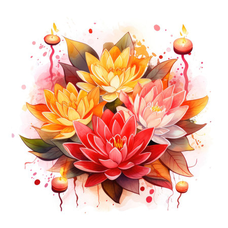 Diwali Watercolor Floral Eleganceの素材