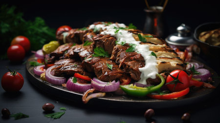 Traditional Turkish Iskender Kebab, ai generatedの素材