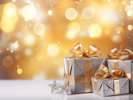 Christmas Banner with Gifts and Bokeh ,ai generatedの素材