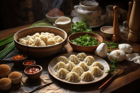 Indulge in the culinary experience of Chinese-style gyoza, a savory delight featuring a variety of meat and vegetables. This image captures the essence of authentic flavors, offering a delightful culinary journey for food enthusiastsの素材