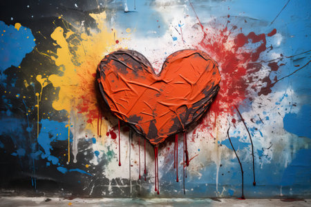 Vintage meets concrete with this retro heart on a cement wall. The aged grunge texture adds character to your designs, while the symbolic heart brings a touch of love. Enhance your projects with this distinctive urban art element.の素材